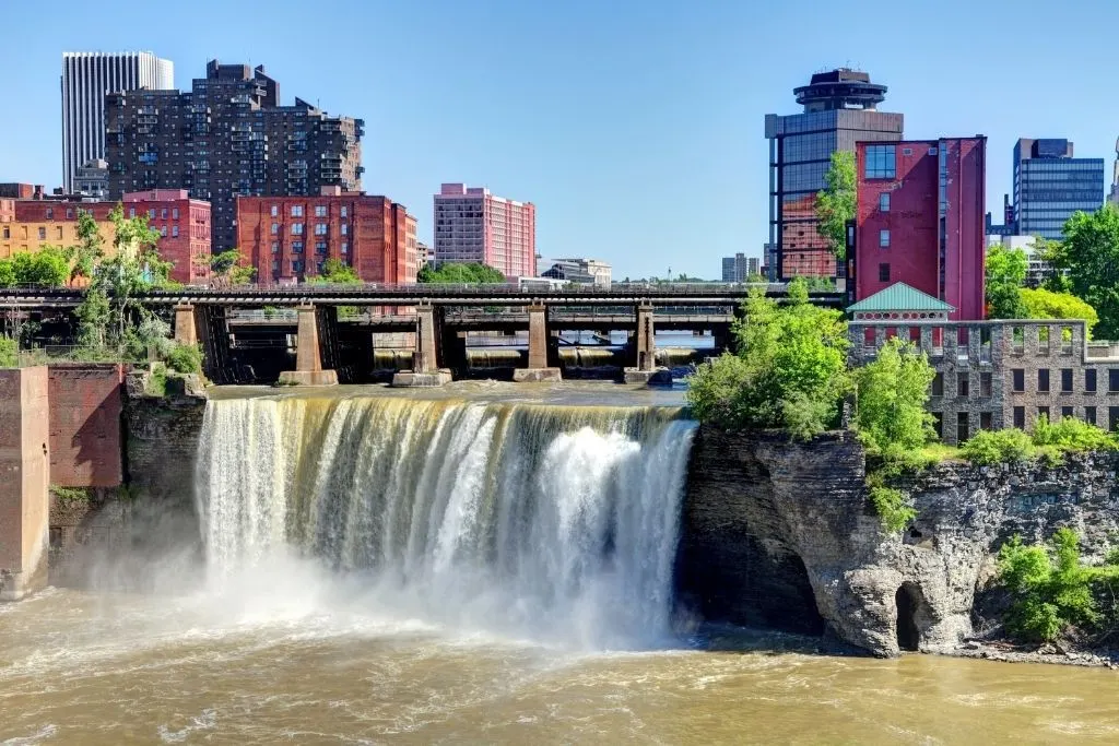 Giant waterfall in the center of Rochester, NY
