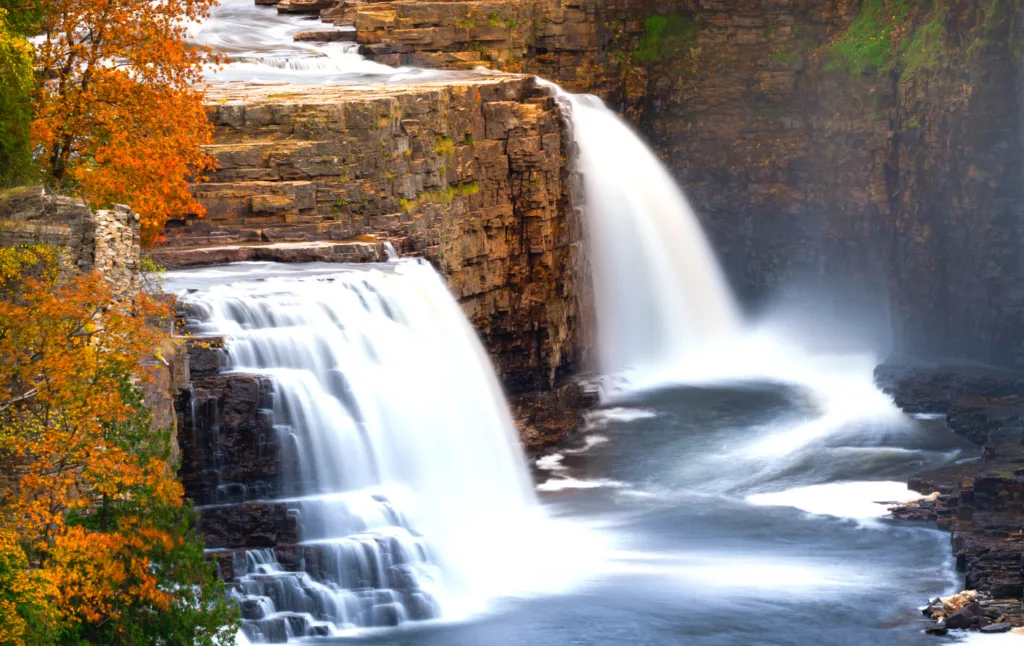 Aerial view fo Ausable Chasm in the fall. 