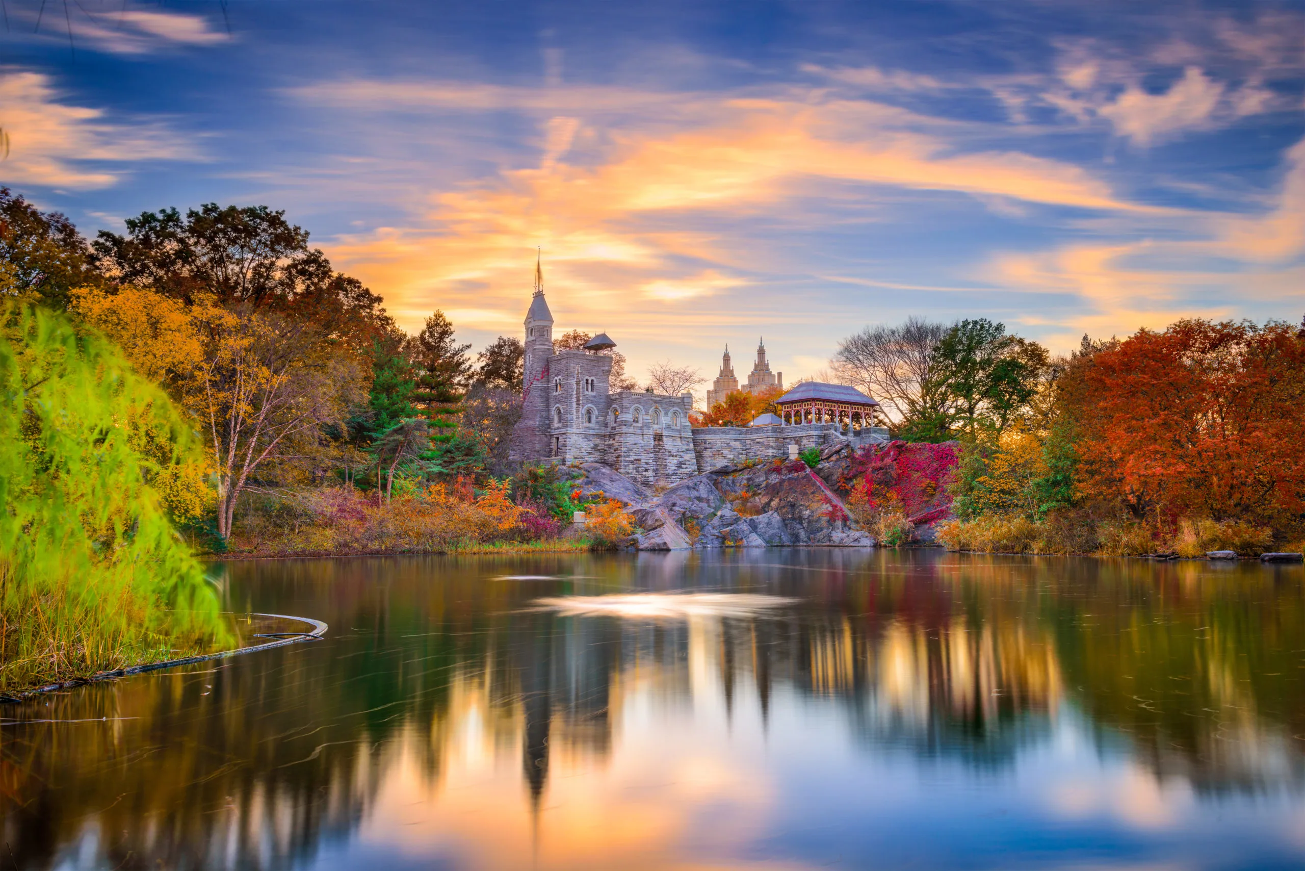 Belvedere Castle in the Fall in Central Park in New York City.