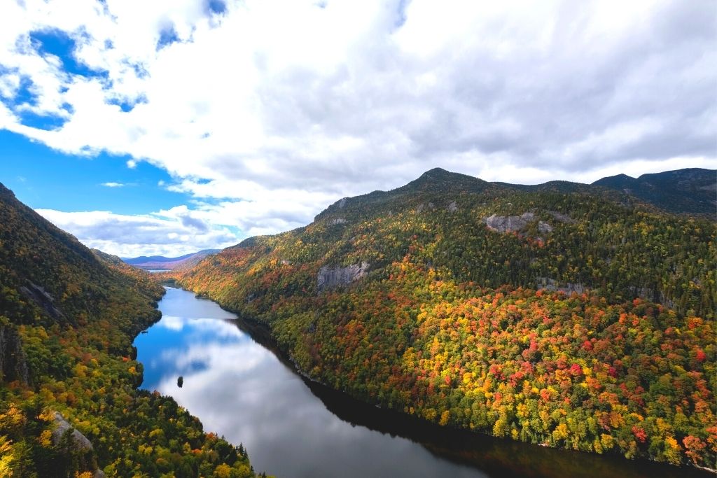 View from Indian Head Rock in the Adirondacks int he Fall.