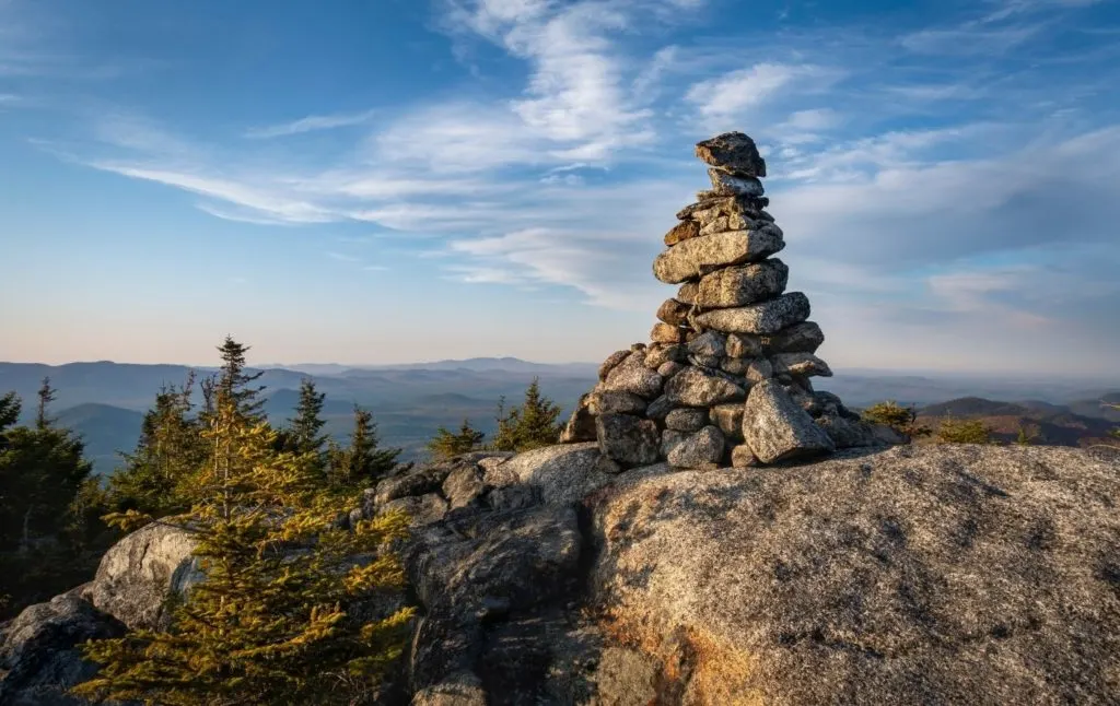 Rock cairn atop Jap Peak in the Adirondacks. 