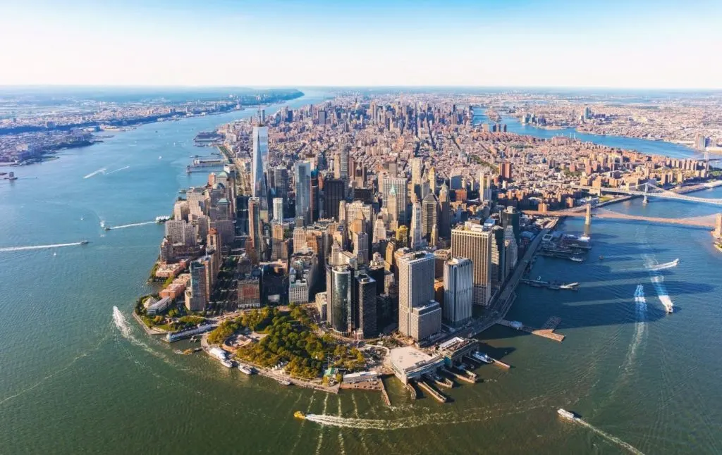 Aerial view of Manhattan in New York City. 