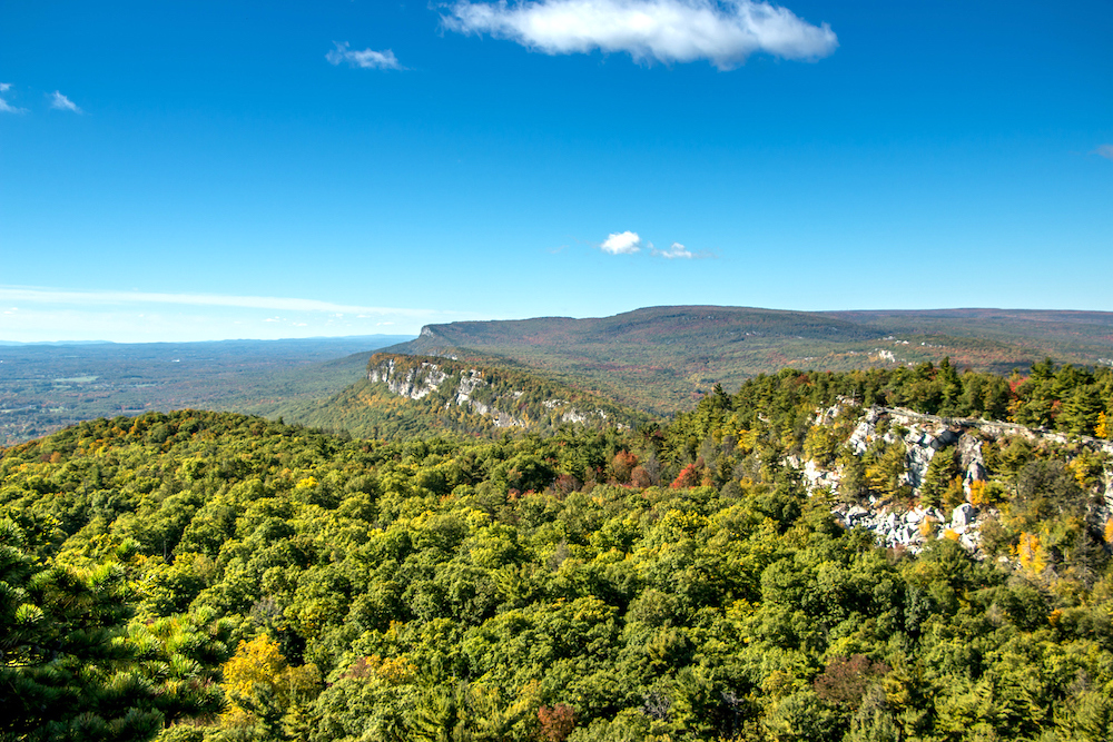 View of the New Paltz area from the top of Mohonk Trail.  