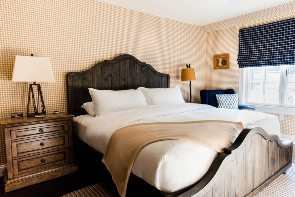 Bright and airy room inside the Shandaken Inn in the Catskills, NY.