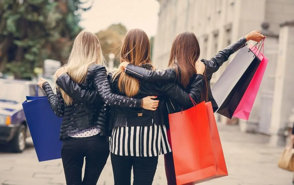 Three women shopping in New York City. 