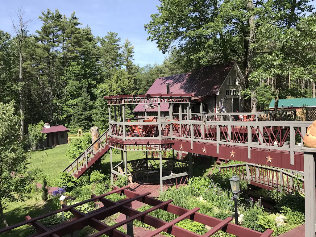 Treehouse near Ithaca with an enormous porch. 