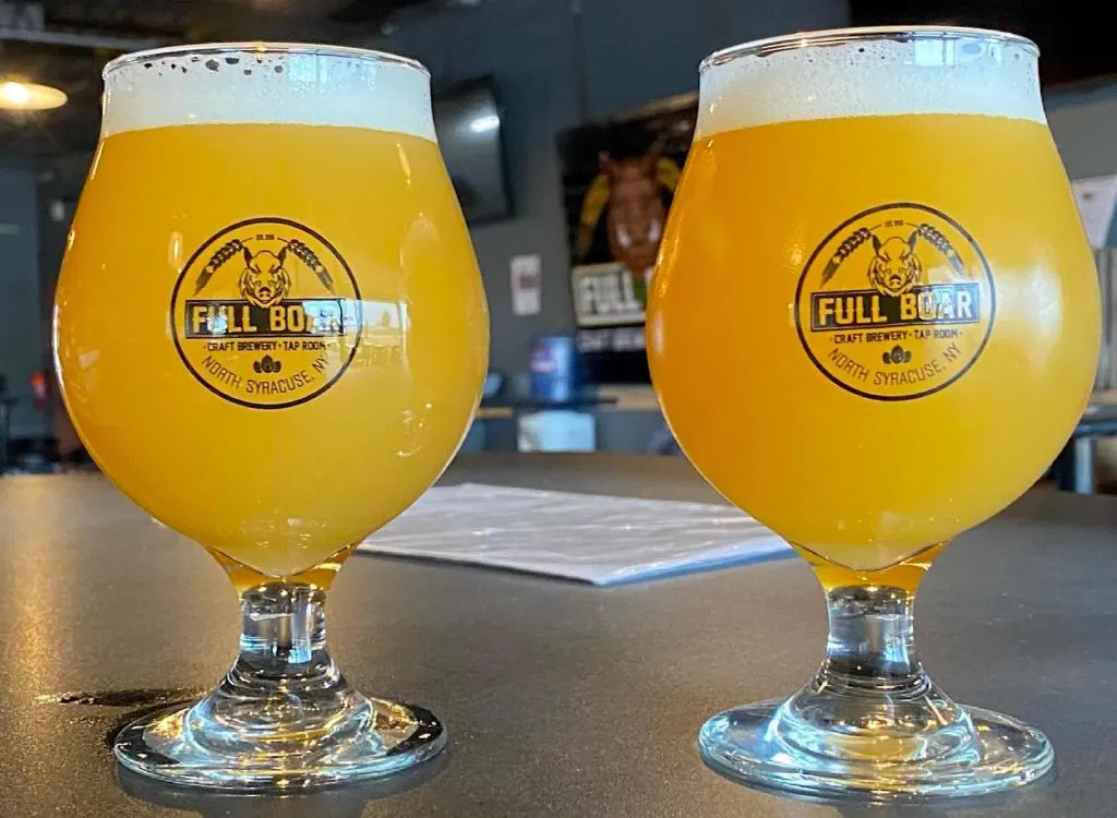 Two light beers from Full Boar Craft Brewery and tap room. 