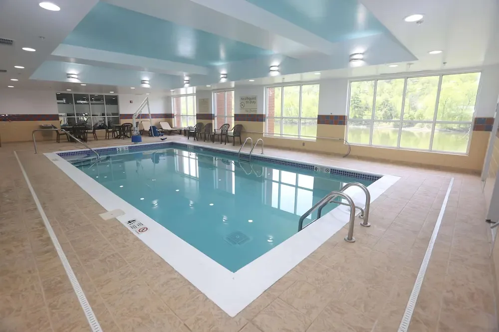 Pool inside the Hampton inn Owego. 