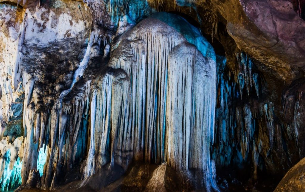 Rock formations inside Howe Caverns in New York. 