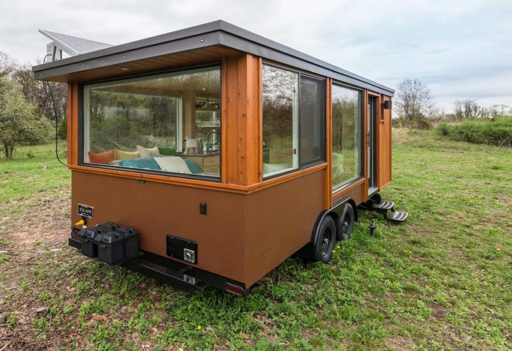 The glass house in Hudson Valleys with sweping views of Orchards.