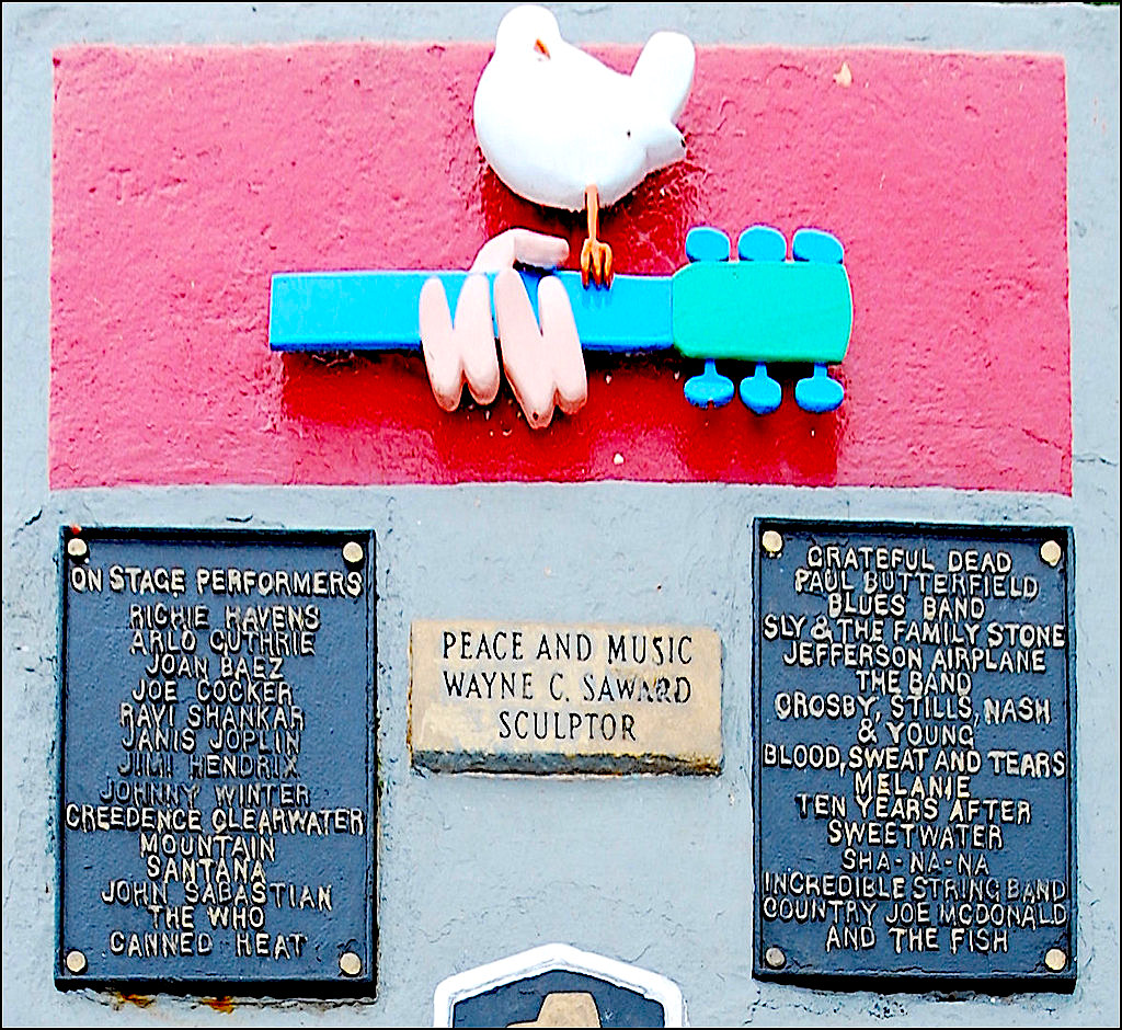 Site marker for the Woodstock music festival. 