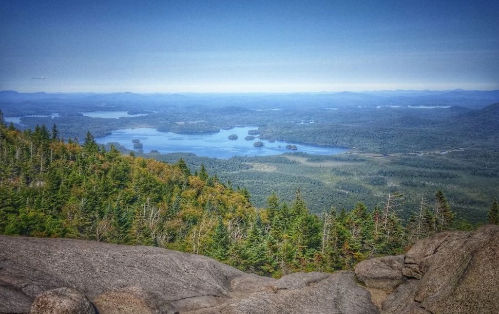 View of Saranac Lake from the summit of Ampersand Mountain. 