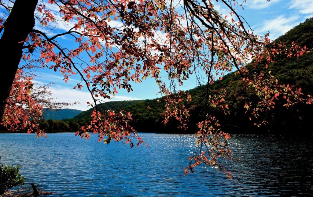 View of the lake at Bear Mountain in New York. 