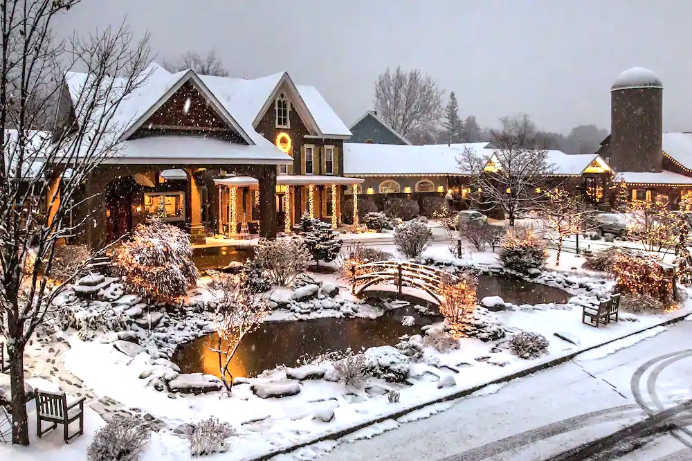 Emerson Resort and Spa covered in snow. 