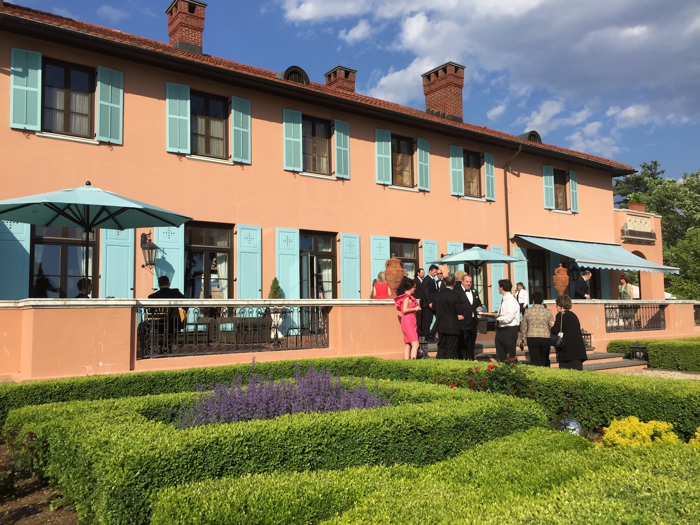 Lavish exterior of Glenmere Mansion in Chester Ny.