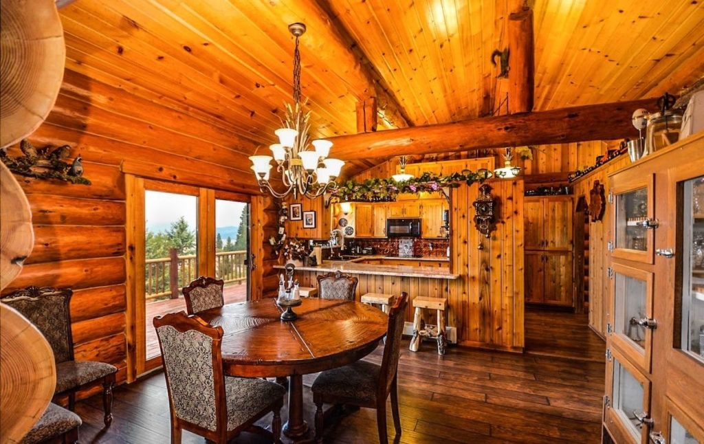 Interior of a log cabin