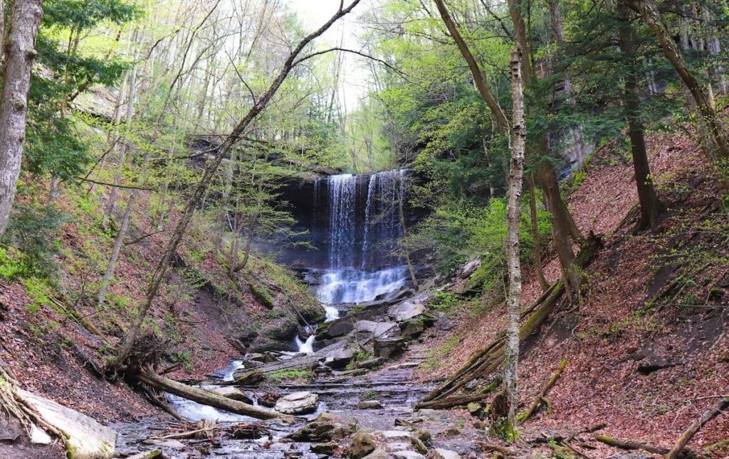 View of Tinker Falls in New York, near Syracuse. 