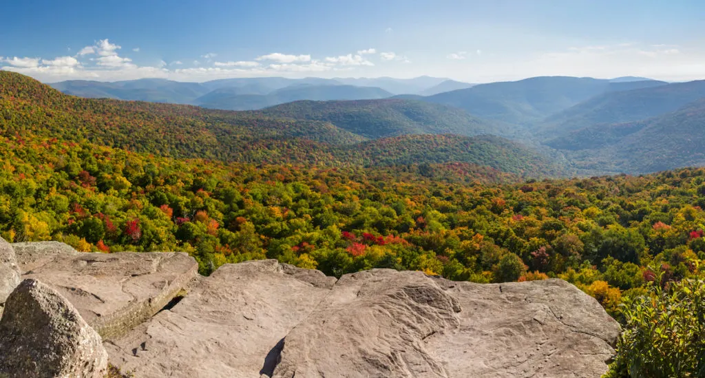 View from Giant's Ledge of the Catskills and one of the best hiking trails in New York state. 