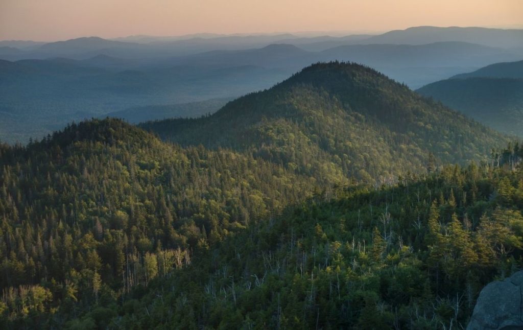 Sunset in the Adirondack Mountains near Saranac Lake.