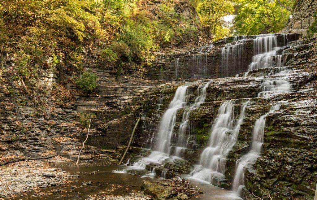 Waterfalls along the Cascadilla Gorge trail and one of the best hiking trails in the Finger Lakes near Ithaca. 