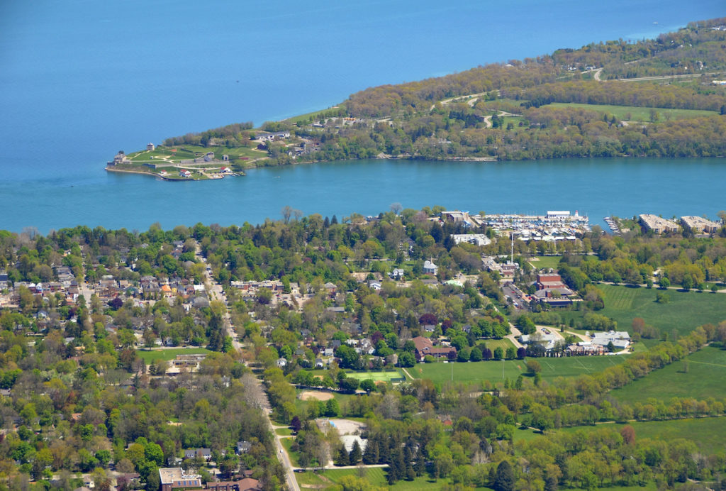 Aerial view of Lake Ontario in the Finger Lakes of New York. 