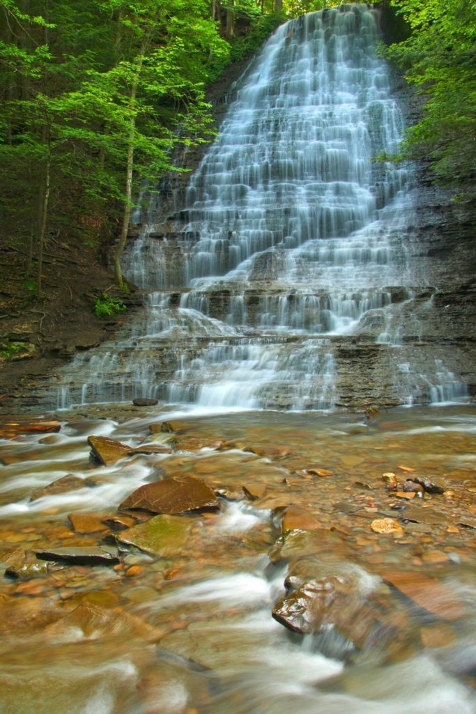 Waterfall at Grimes Glen from one of the best hikes in the Finger Lakes.