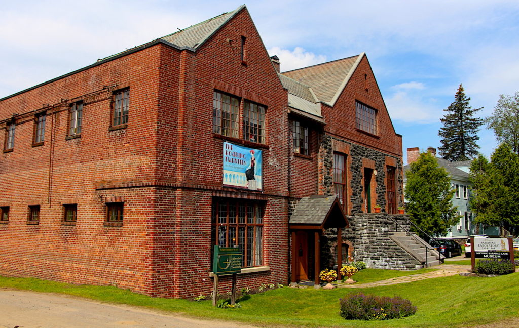 Brick exterior of the Saranac Lake Laboratory Museum. 