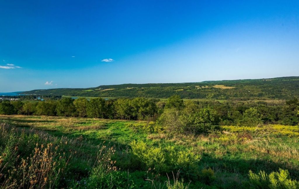 Aerial views of Seneca Lake State Park, one of the best things to do in Geneva NY. 