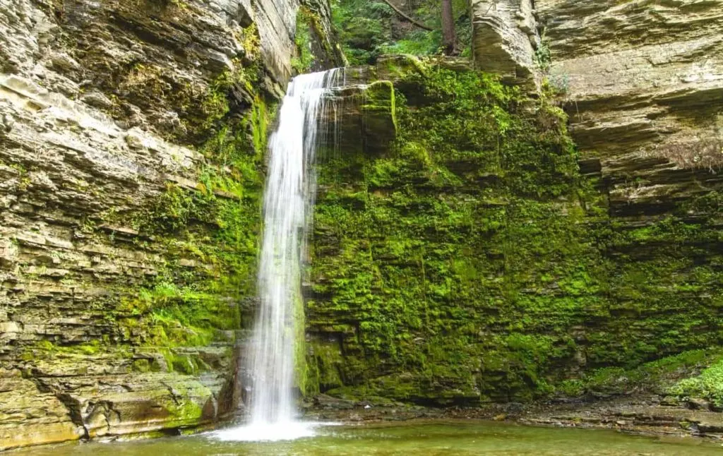 View if Eagle Cliff Falls in Montour Falls near Watkins Glen. 