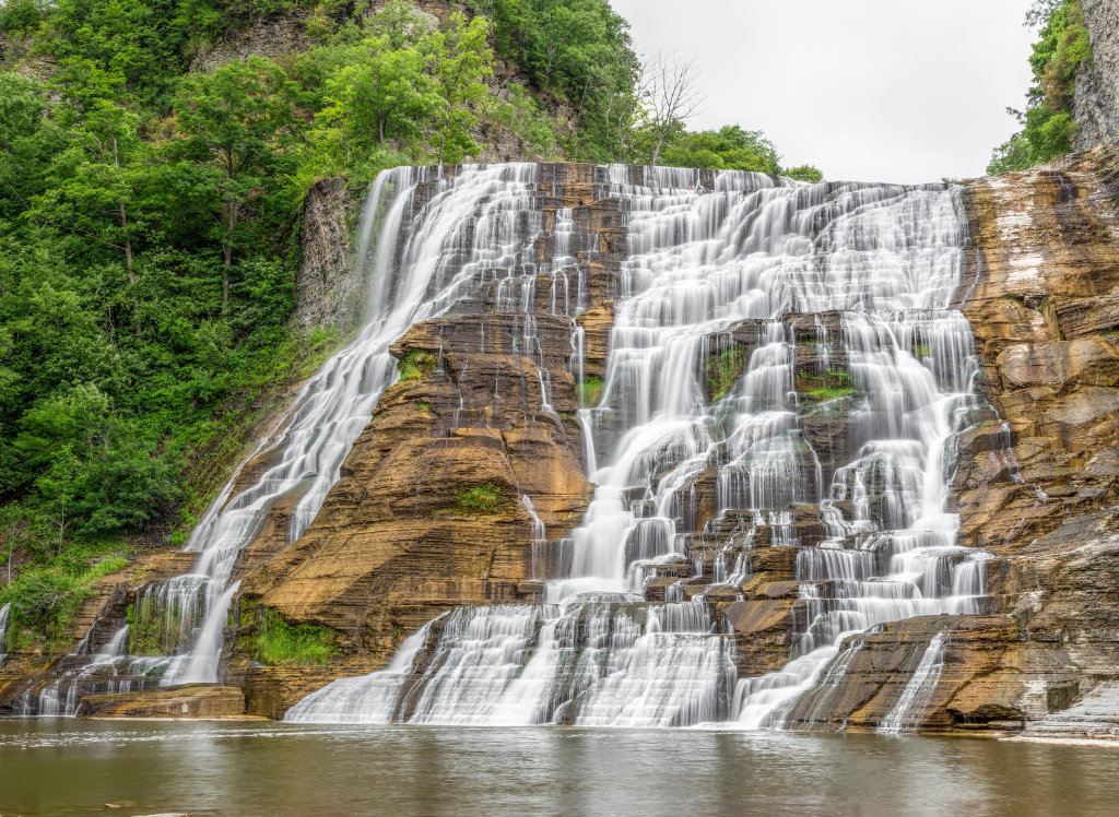 Gorgeous view of Ithaca Falls, one of the best New York waterfalls. 