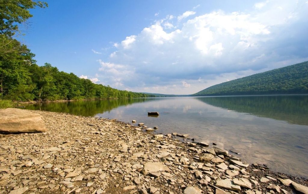 View of Canadice Lake in the Finger Lake region of New York, one of the best lakes in New York. 
