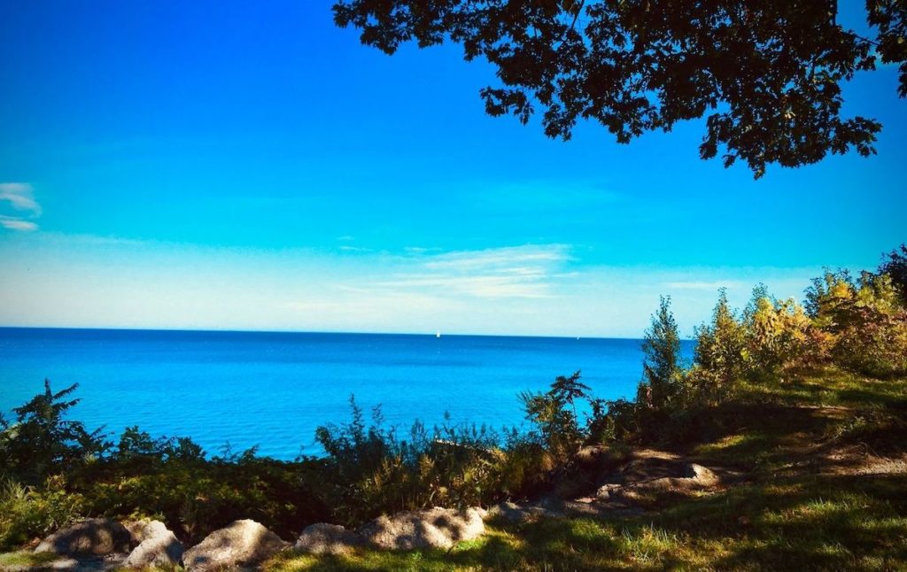 View of Lake Erie from the shore of one of the best lakes in New York state. 