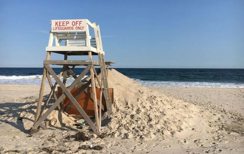 Lifeguard chair at Robert Moses State Park, home to one of the top hiking trails on Long Island. 
