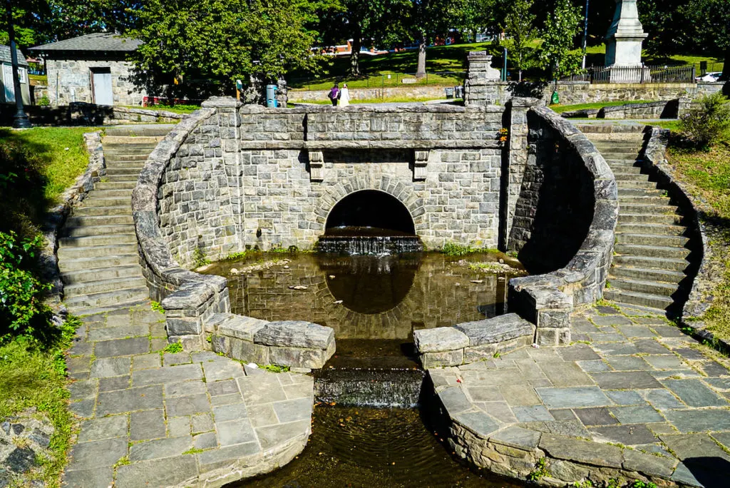 Local park with its stone steps and waterways is one of the best things to do in Sleepy Hollow. 