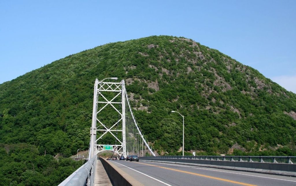 View of Anthonys Nose Hike from the Bear Mountain Bridge.