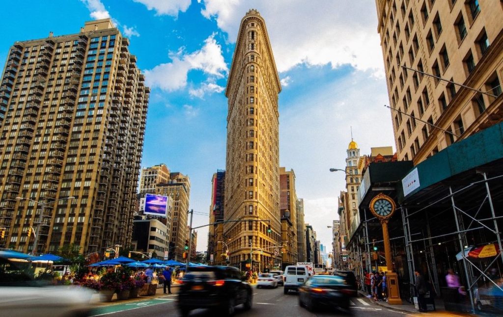 View of the Flatiron Building, one of the best  free things to do in NYC. 