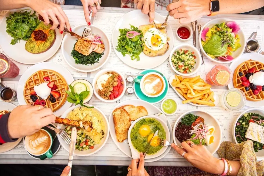 Aerial view of brunch at Jack's Wife Freda. 