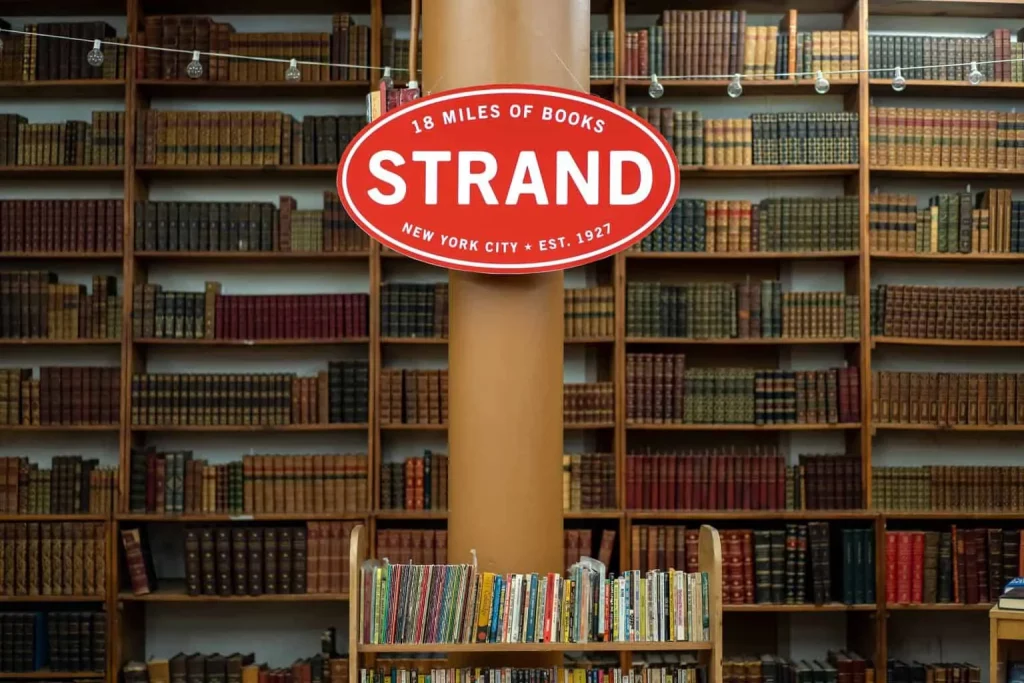View of the sign for Strand Bookstore in Lower Manhattan during 4 days in NYC itinerary. 