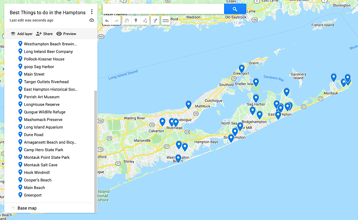 tour of the hamptons route map