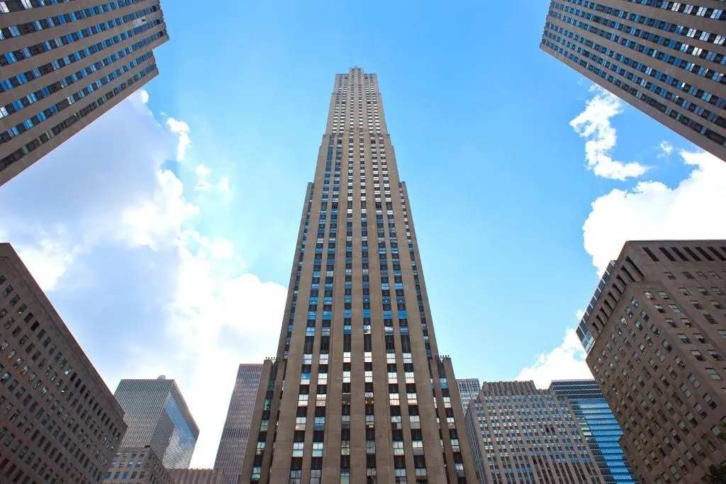 View of Rockefeller Center, one of the best free things to do in New York City.