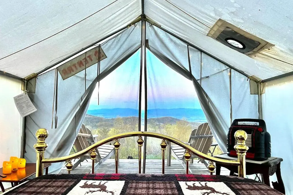 View from one of the tents at Lookout on Chill Hill, one of the best places for glamping in New Yokr. 