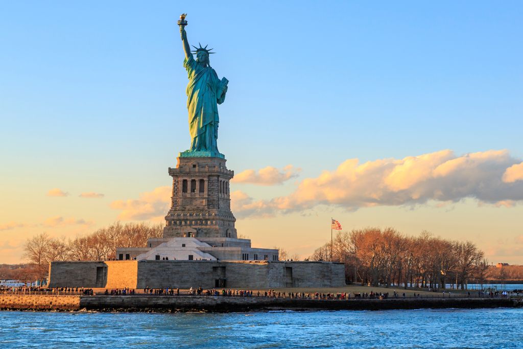 Statue fo Liberty in the evening.