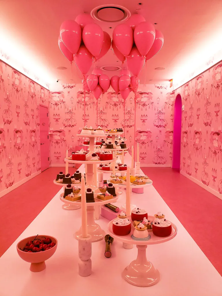 Pink interior of the Ice cream museum in NYC, one of the unique things to do in NYC.