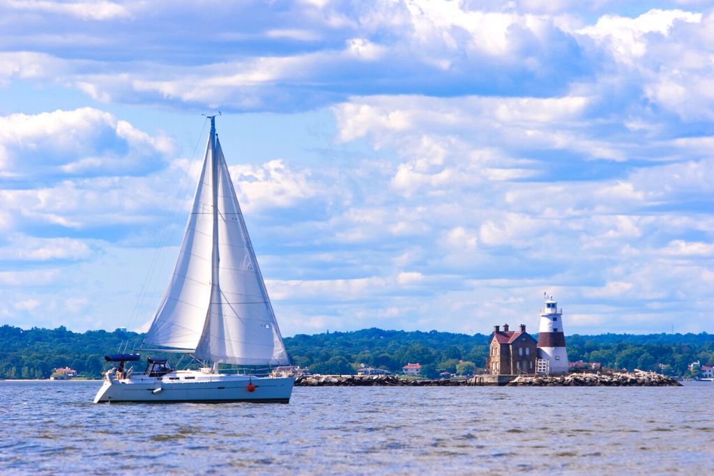 A sailboat on Long Island Sound and one of the best things to do in Montauk. 