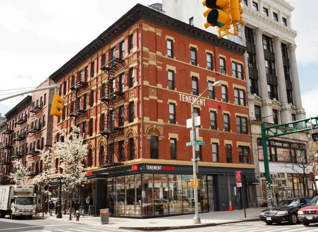 Brick exterior of the tenement museum, one of the many cool things to do in NYC.