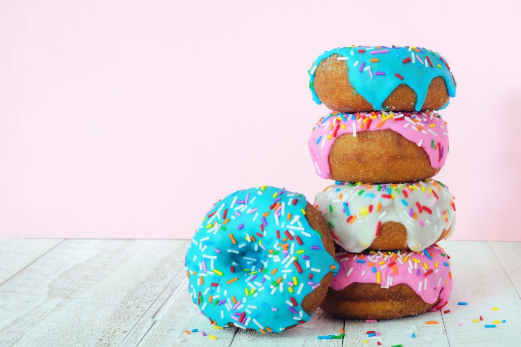 Donuts with blue frosting from one of the best diners in brooklyn.