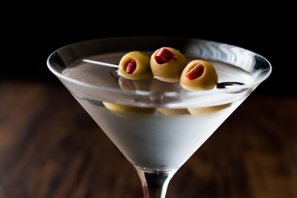 Dirty martini with olives from one of the best bars in Brooklyn. 