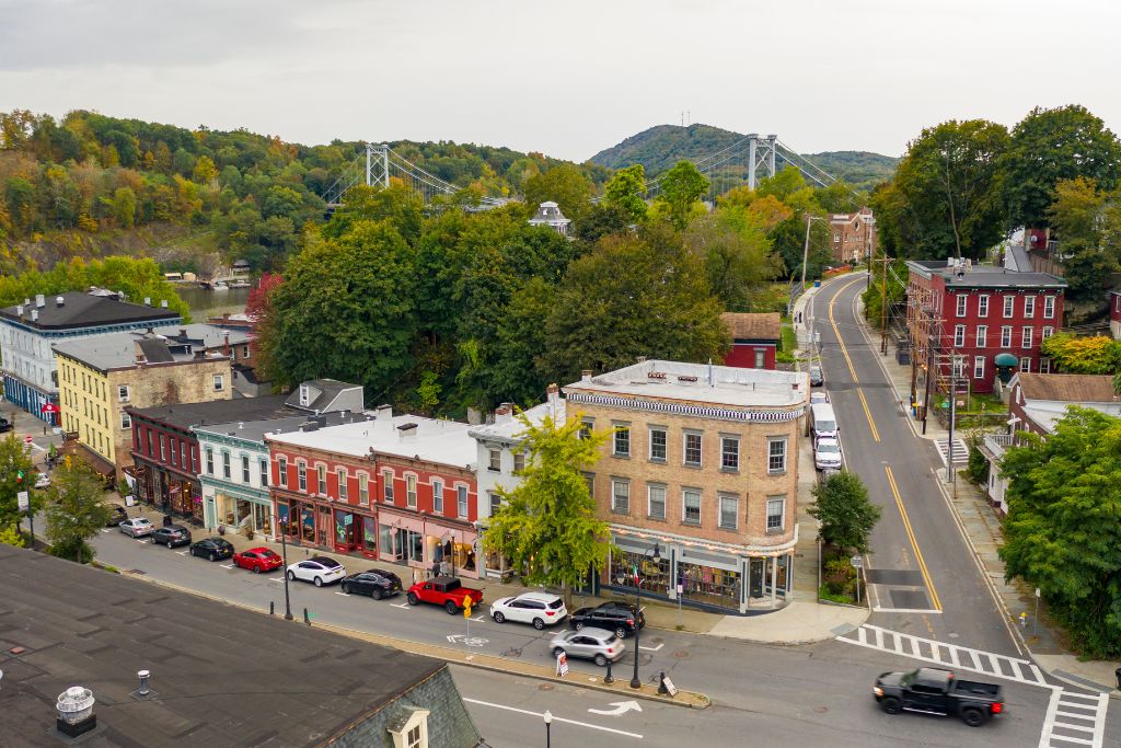 Aerial view of downtown Kingston and some of the best things to do in Kingston NY. 