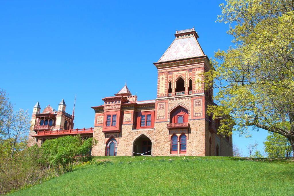 Moorish style exterior of Olana state historic site and one of the best castles in New York. 