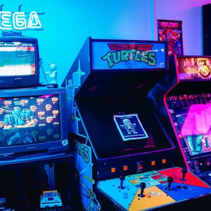 Vintage arcade game consoles